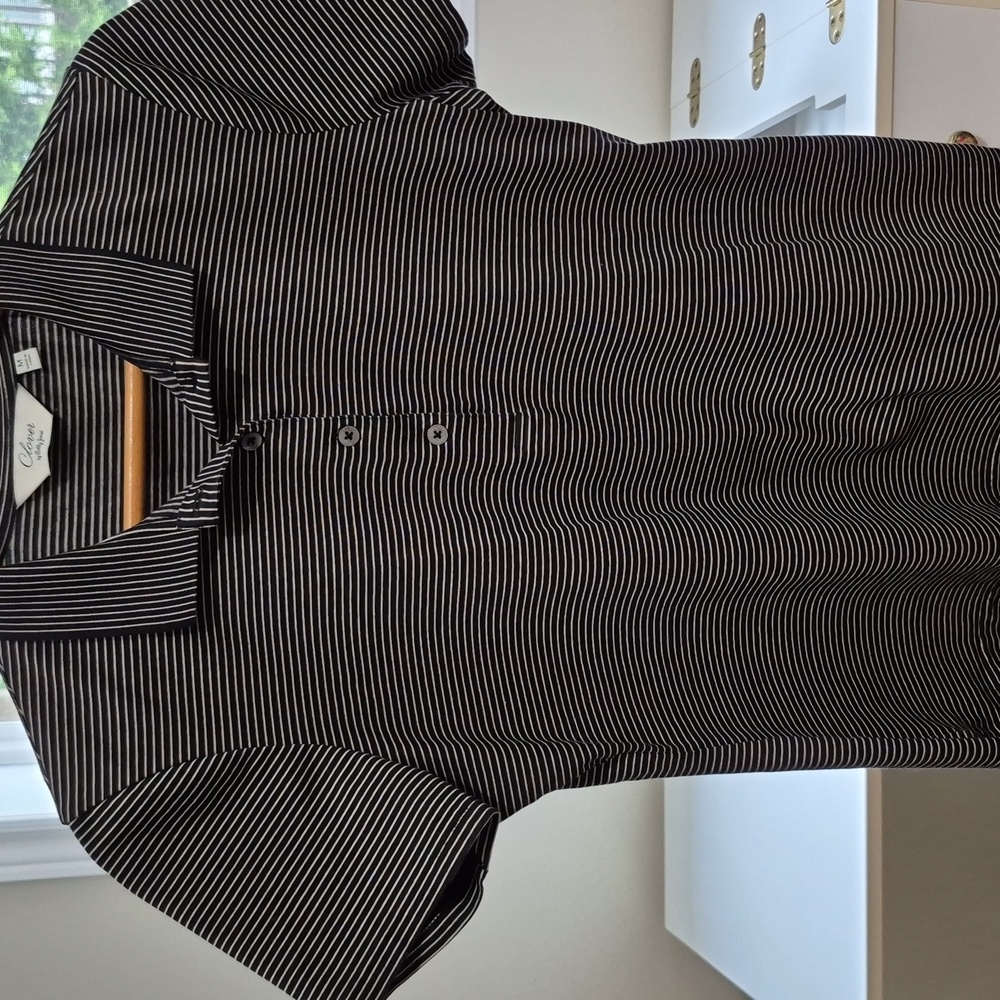 CLOVER by Bobby Jones, Polo narrow Stripes, Tan on Black, collar, Golf, Sporty M